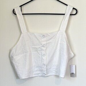 NWT BP by Nordstrom Cropped Linen Tank with Button Detail - 1X